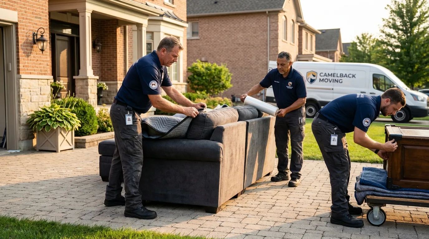 Large estate moving crew wrapping furniture in Tillamook, OR